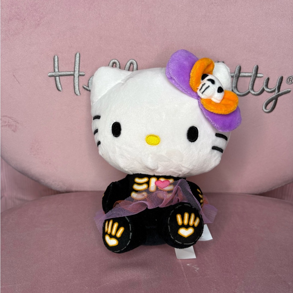 Sanrio Hello Kitty Skeleton Plush - White, Black, Purple, Orange